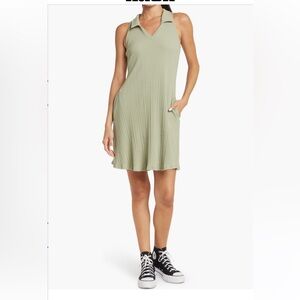 West Kei Green Ribbed A-Line Dress